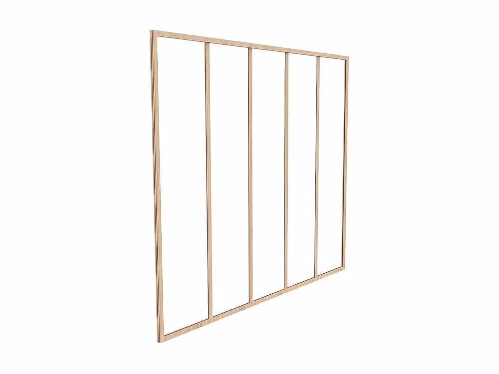 Vente-unique Powder-Coated Aluminium Glass Partition in Light Oak and Beige, W: 150 cm, H: 130 cm