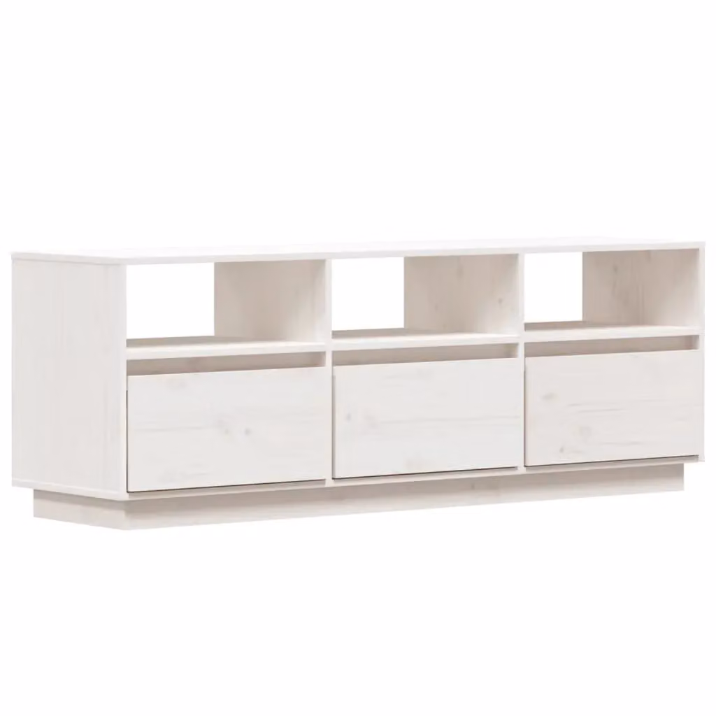 Berkfield Home White Solid Wood Pine TV Cabinet W/D/H: 140 x 37 x 50 cm – 2