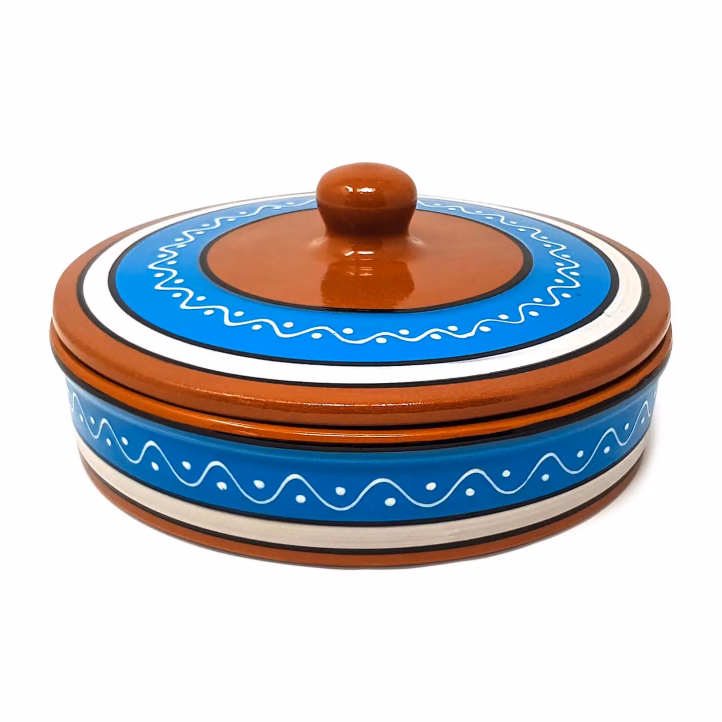 Verano Spanish Ceramics Fiesta Hand Painted Blue and Multicolour Ceramic Tortilla Server, Diameter: 25 cm – 2