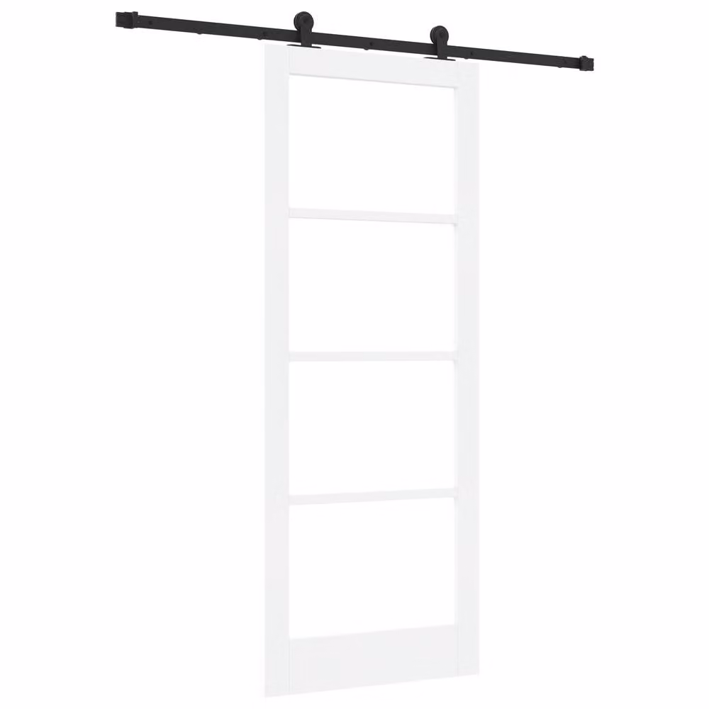 Berkfield Home Orkdal White Lacquered Solid Wood and Glass Sliding Door with Hardware Set – 2