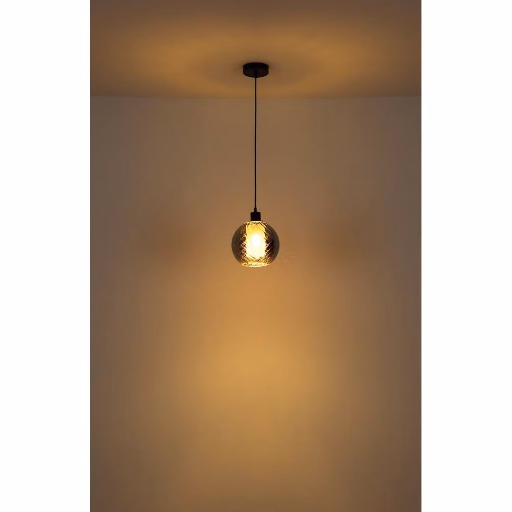Netlighting Ulf Dome Pendant Light in Matt Black with Smoke Glass Shade, E27 – 2