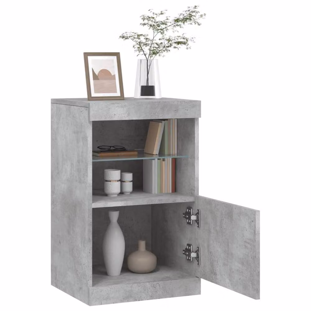 Berkfield Home Modern Sideboard with Integrated LED Lights in Concrete Grey, W/D/H: 41 x 37 x 67 cm – 4