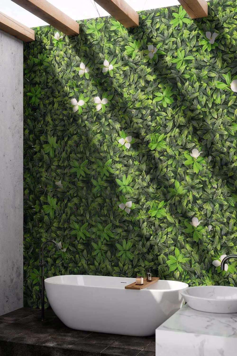 Living and Home Artificial Gardenia Leaf Hedge Greenery Panel, Green, W: 100 cm, H: 100 cm – 2