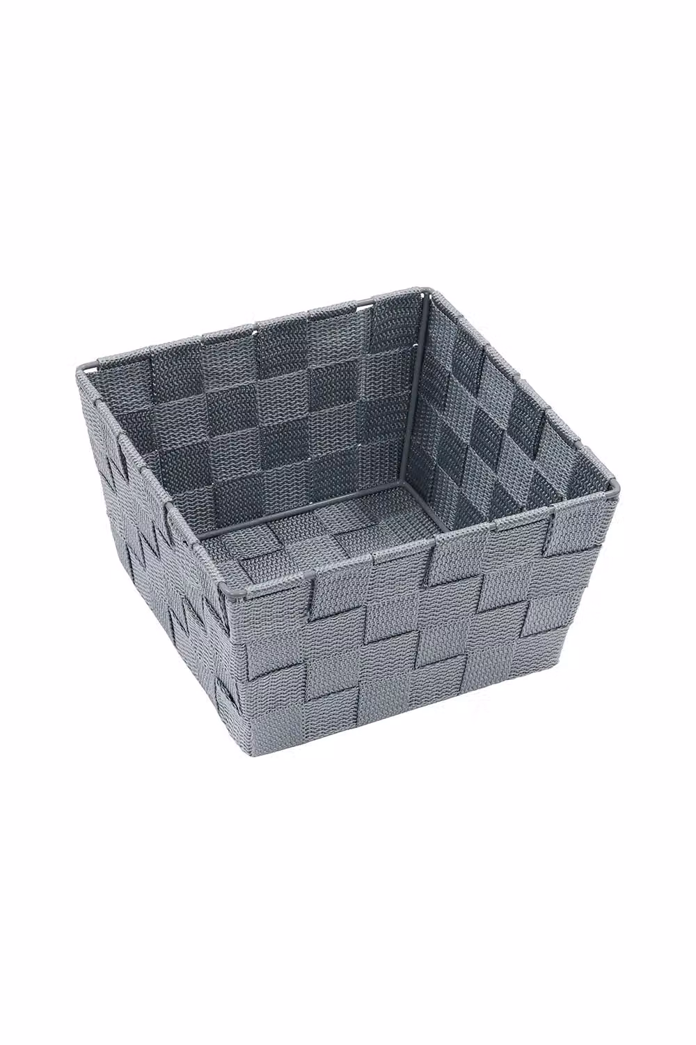 JVL Vichy Square Open Weave Nylon Storage Basket in Grey – 3