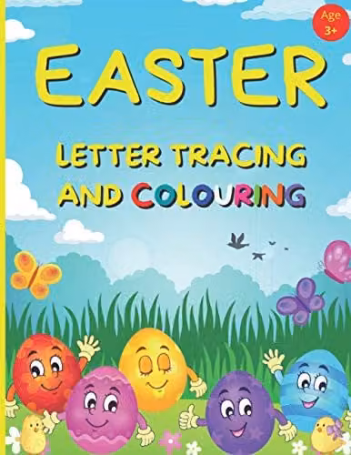 Majosta Easter Letter Tracing and Colouring Alphabet Writing Practice Book for Children, Multicolour