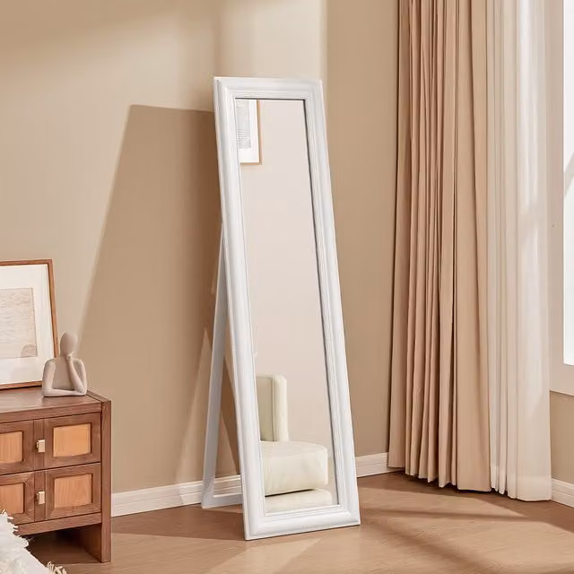 Livingandhome Modern Rectangular Freestanding Wood Floor Mirror in Black and White