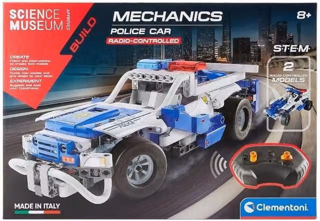 Clementoni Build Your Own Remote Control Police Car Mechanics Lab in Blue