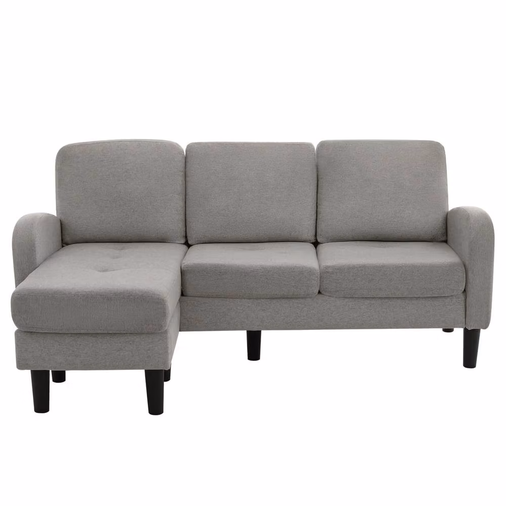 ModernLuxe Reversible L-shaped 3-seater Corner Sofa in Grey Fabric with Chaise Lounge – 4
