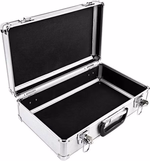 VOGREX Large Lockable Aluminium Flight Case Camera and Tool Storage Box in Silver, W/D/H: 42.0 x 24.0 x 12.5 cm