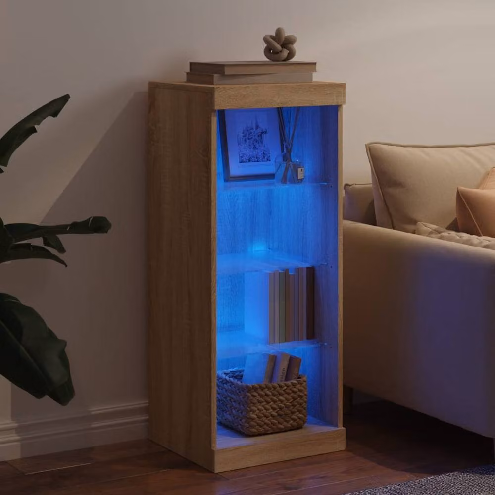 Berkfield Home Modern Sideboard with Integrated LED Lights in Sonoma Oak Brown, W/D/H: 41 x 37 x 100 cm – 3