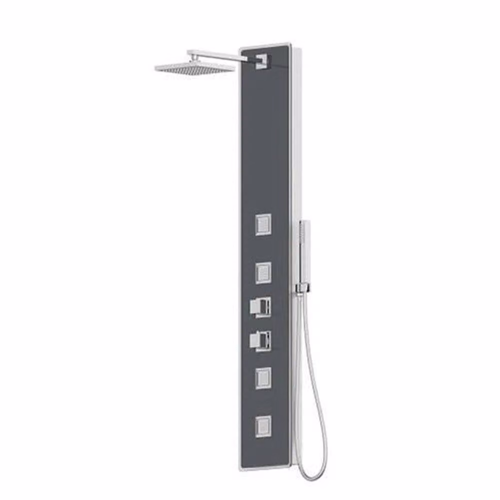 NESTLUNE Shower Tower Panel with Handset and 4 Body Jets, Grey Glass, H: 250 cm, W: 70 cm, D: 25 cm – 2