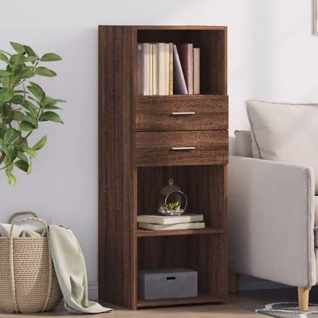 Berkfield Home Modern Highboard in Brown Oak, W/D/H: 45 x 42.5 x 124 cm – 1