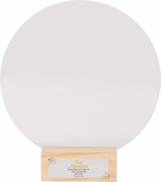 True Moments Round Wooden and Acrylic Tabletop Decoration in White