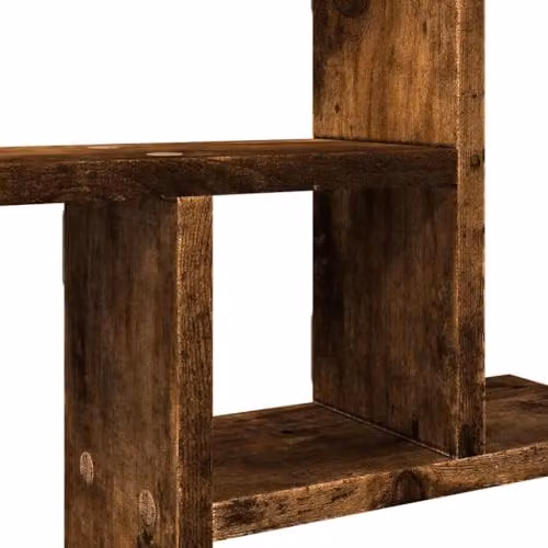 vidaXL Set of 2 Wall Mounted Shelves in Smoked Oak Brown, W/D/H: 38 x 12 x 38 cm – 4