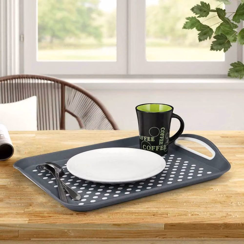 NESTLUNE Non-Slip Square Plastic Serving Tray with Rubber Grip Surface in Grey, W: 100 cm x D: 100 cm – 3