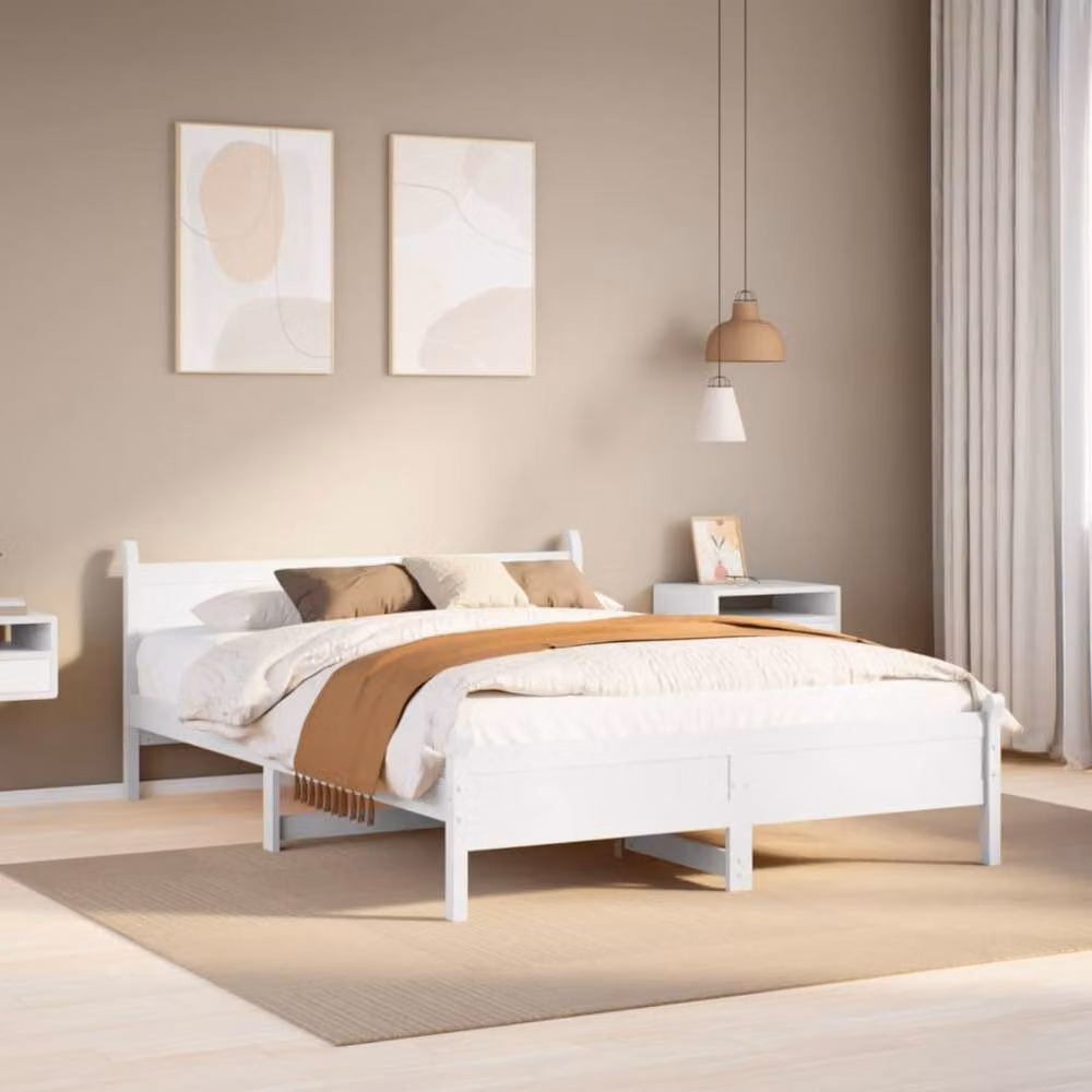 Berkfield Home White Solid Wood Decorative Bed Frame with Drawers, W/D/H: 140 x 190 x 72 cm – 2
