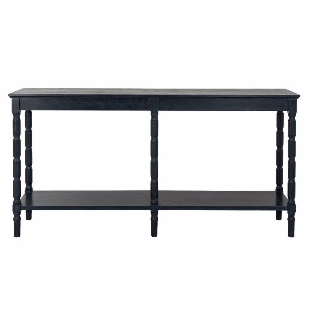 Lemon Pavilion Furniture and Decor Contour Collection Large Console Table in Black Wood, W: 160 cm, D: 40 cm, H: 80 cm – 2