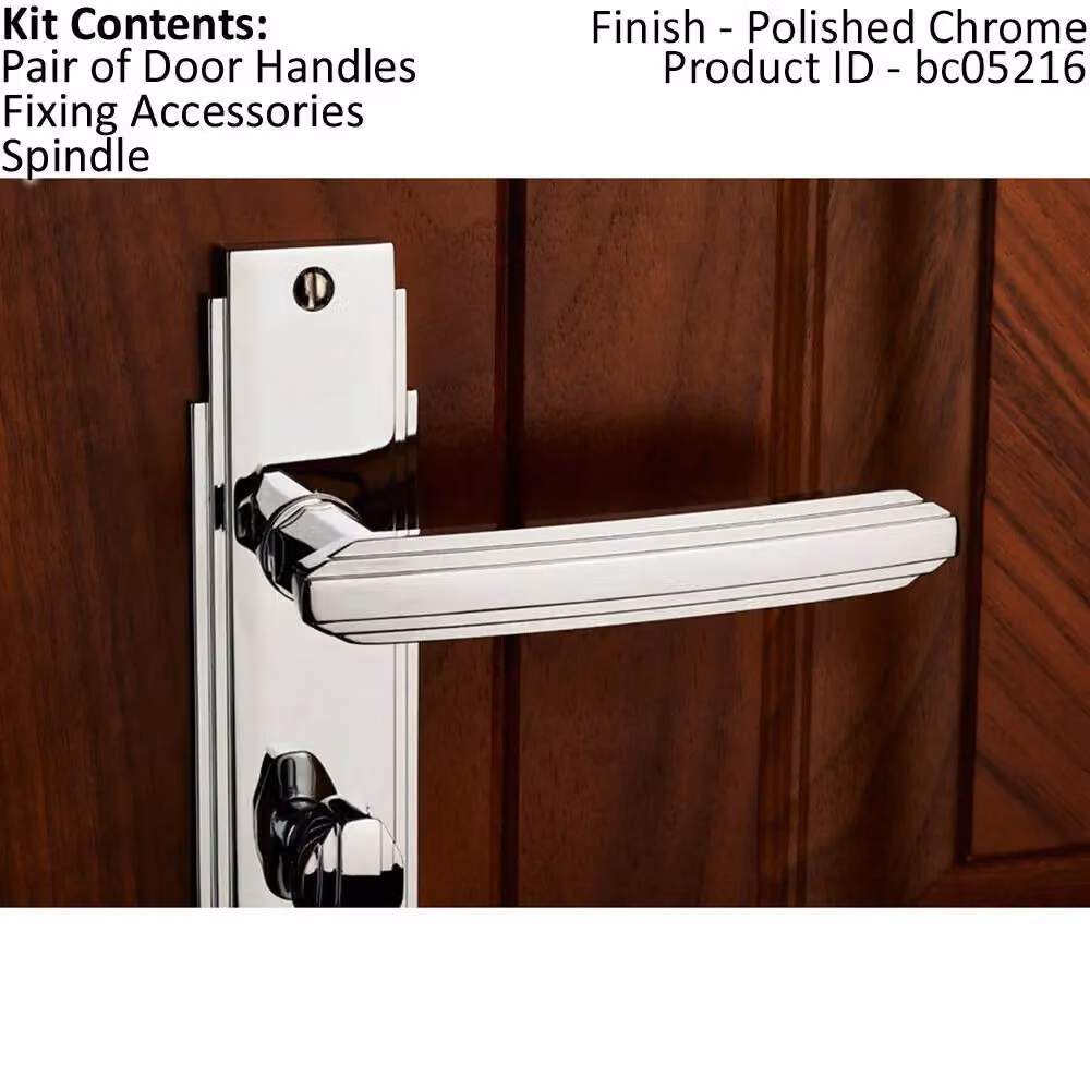 Loops Pair Line Bathroom Backplate Handles in Polished Chrome, W: 205 mm x H: 45 mm – 2