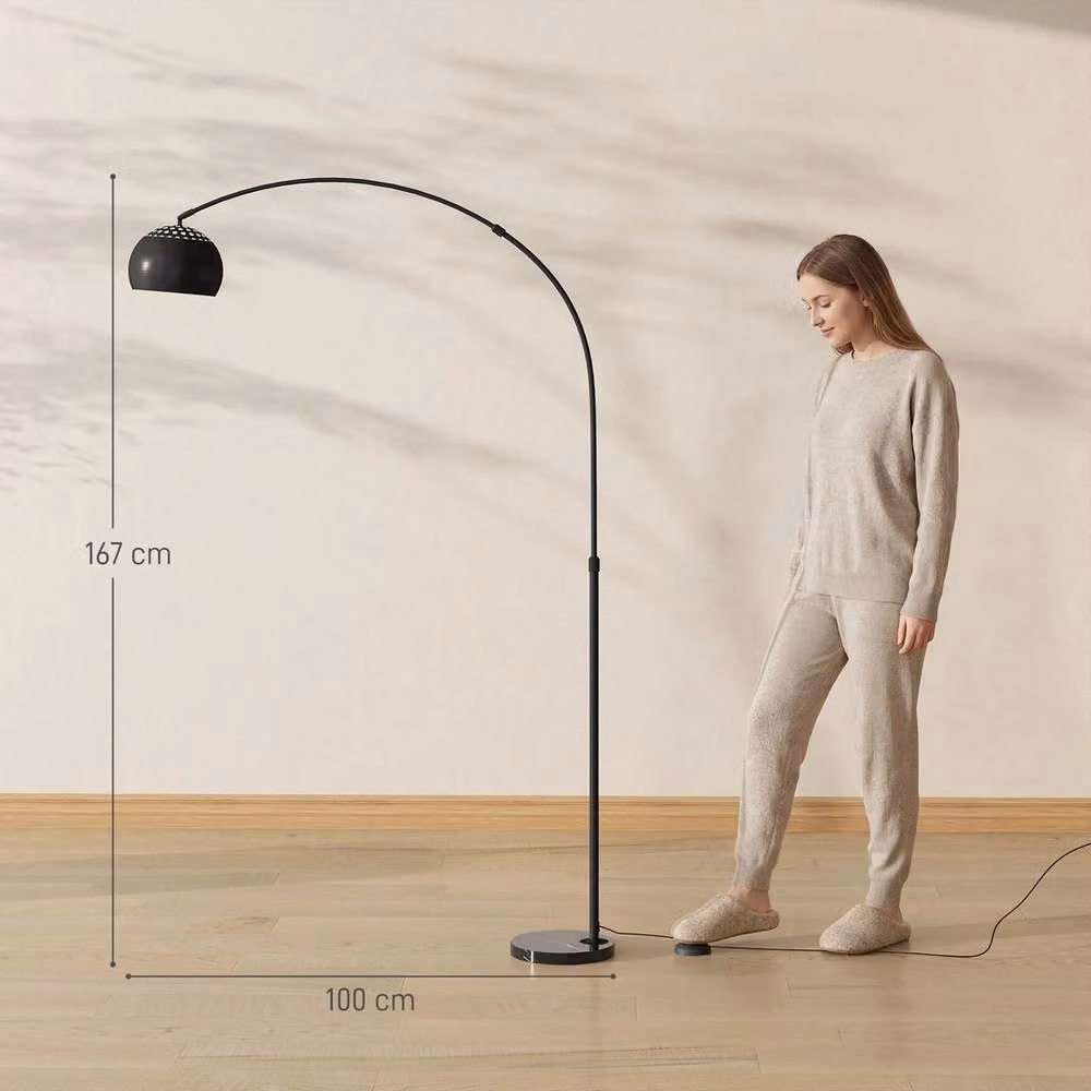 VOGREX Black Modern Arc Floor Lamp with Marble and Metal Base – 2