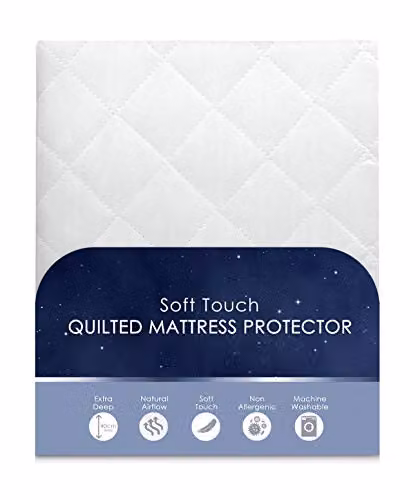 Velosso Hypoallergenic Quilted Microfibre Mattress Protector, White, W/D/H: 180 x 200 x 35 cm – 1