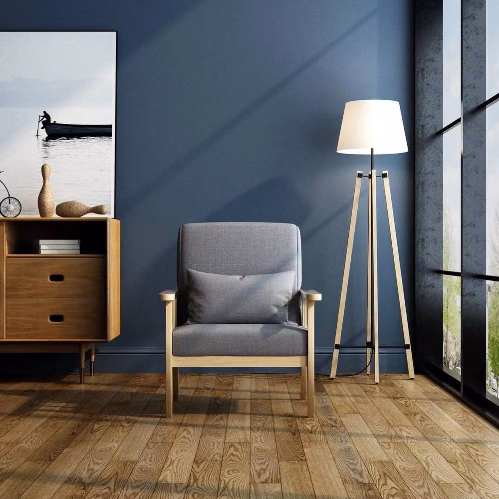 KORVIXA Grey Fabric 1 Seater Armchair with Cushion and Solid Oak Wood Frame, W/D/H: 100 x 100 x 100 cm – 3