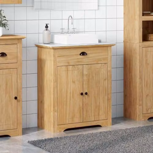 vidaXL BODO Modern Freestanding Bathroom Cabinet with Hinged Doors in Brown and Black, W/D/H: 70 x 35 x 80 cm – 2