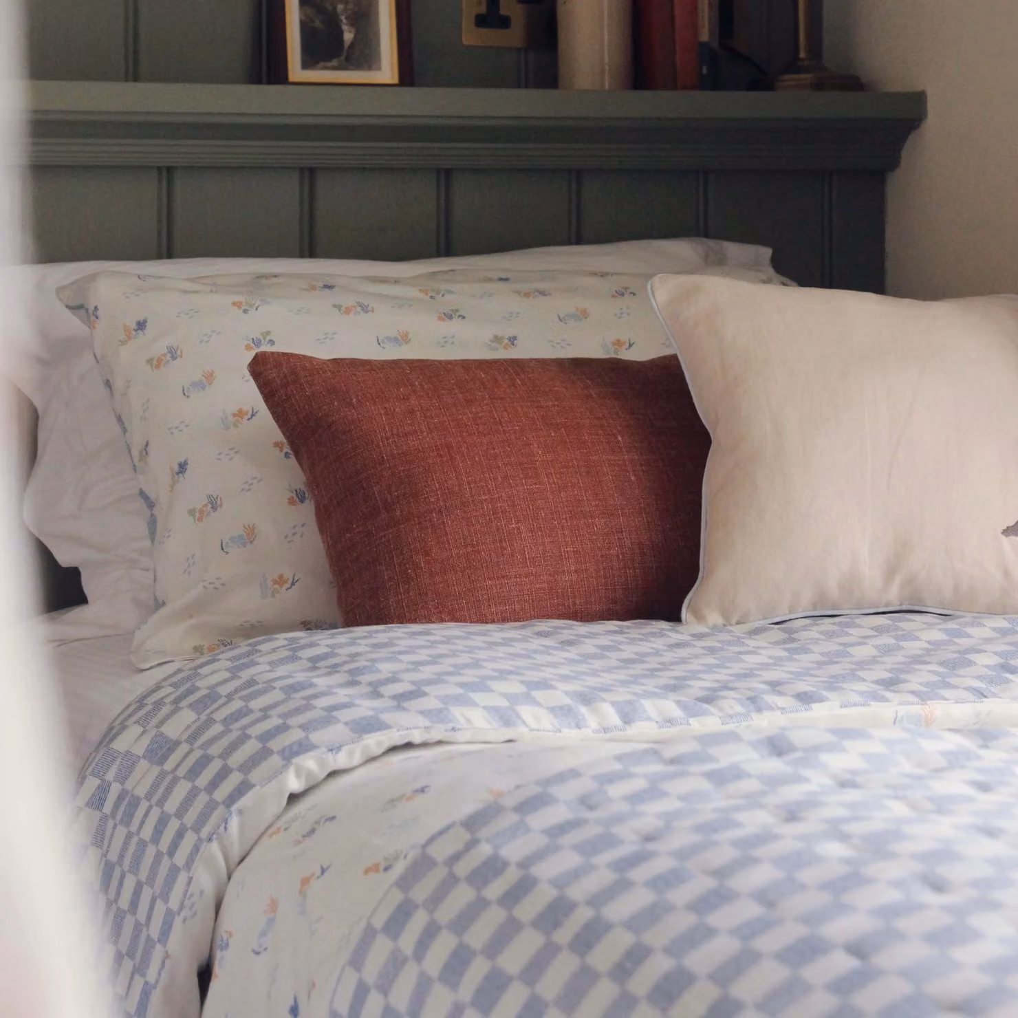 Avery Row Organic Cotton Single Bedding Set, Blue and White Checked Nautical Design, Duvet Cover 140 x 200 cm and Pillowcase 50 x 75 cm – 4