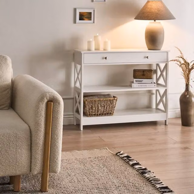 Wyld and Coco Nordic White Lacquered Sideboard, W: 100 cm, D: 30 cm – 1