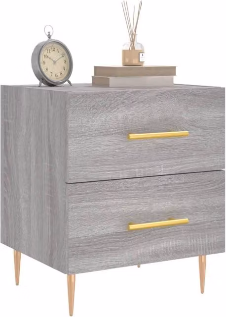 Berkfield Home Modern Bedside Cabinets, 2 Piece Set, Grey Sonoma, W: 40 cm, D: 35 cm, H: 47.5 cm