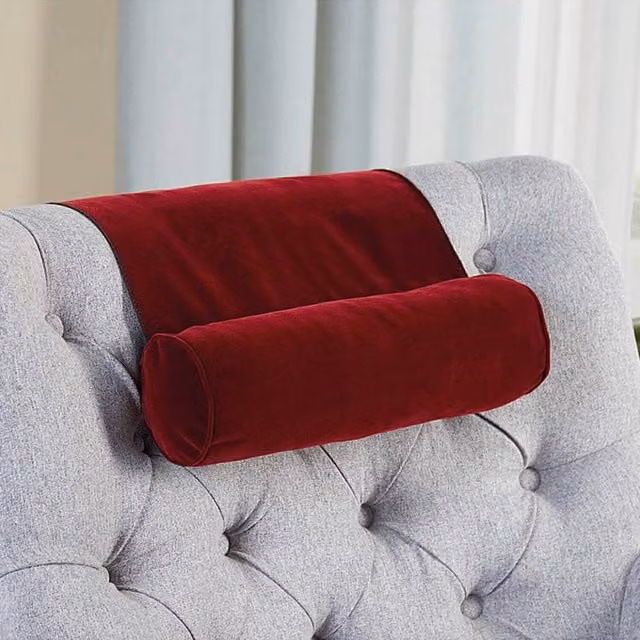 Coopers of Stortford Red Velour Neck and Back Support Cushion W: 25 cm