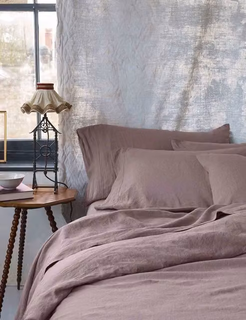 Piglet In Bed Breathable Linen and Cotton Duvet Cover in Plain Light Purple
