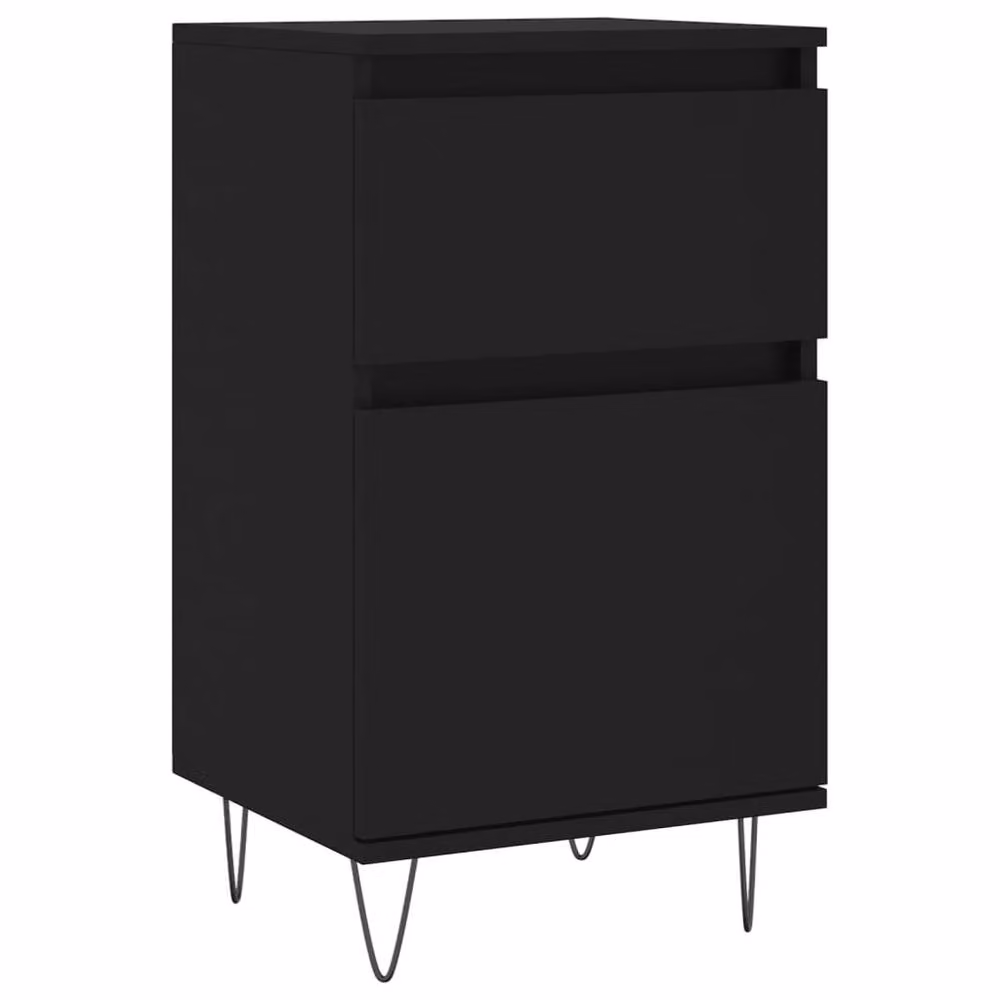 Berkfield Home Set of 2 Modern Black Sideboards in Engineered Wood W/D/H: 40 x 35 x 70 cm – 5