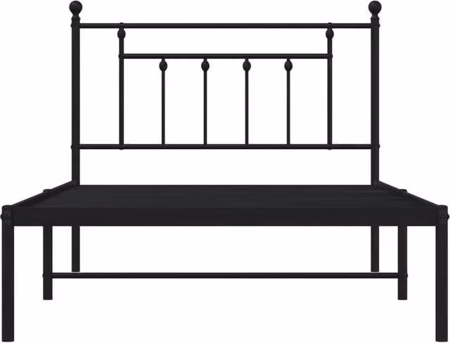 Berkfield Home Metal Bed Frame with Headboard in Black, W/D/H: 107 x 203 x 97 cm – 1