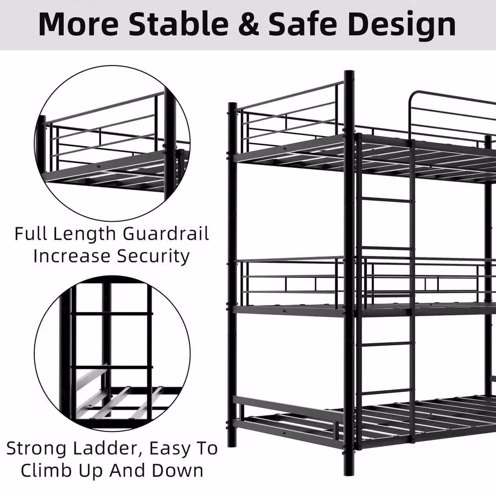 STILVORA Modern Metal Junior Bed Frame in Black – 4