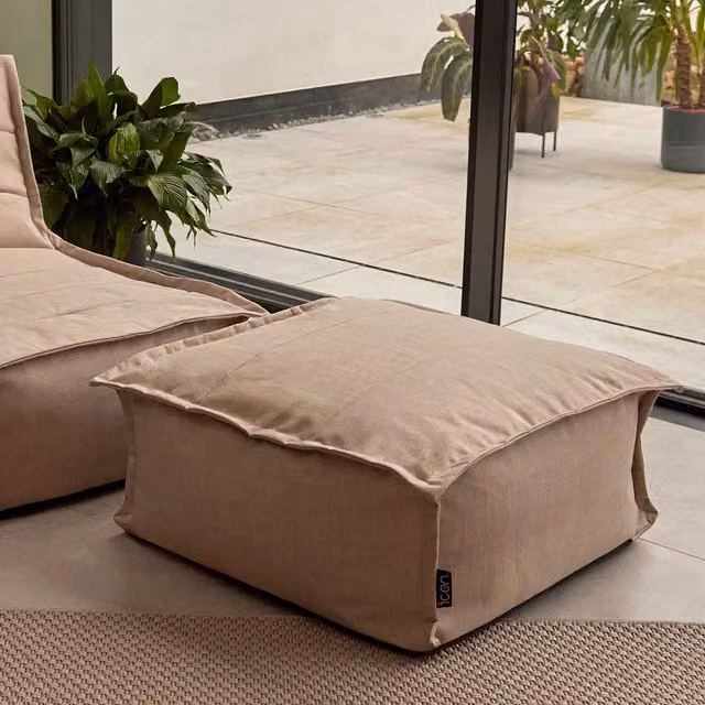 ICON Soft Body Indoor Outdoor Cube Footstool in Natural Beige