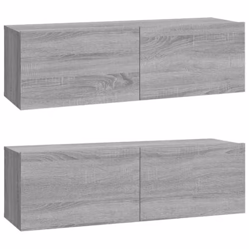 vidaXL Set of 2 Wall Mounted TV Cabinets in Grey Sonoma, W/D/H: 100 x 30 x 30 cm