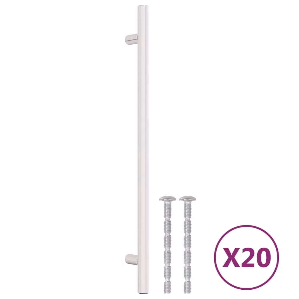 Berkfield Home 20 pack of silver brushed stainless steel bar cabinet handles, Length: 22.4 cm – 2