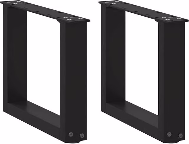 Berkfield Home U-Shaped Coffee Table Legs, 2 Piece Set, Black Matt Steel, H: 40 cm x W: 30.5 cm x D: 31 cm – 1