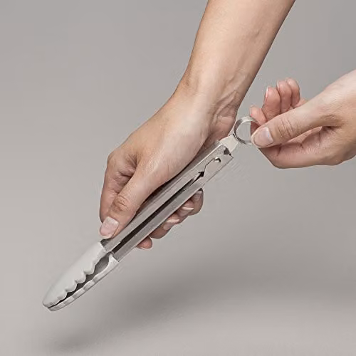 Zeal Silicone and Stainless Steel Non-Stick Mini Cooking Tongs, Grey, 20 cm – 4