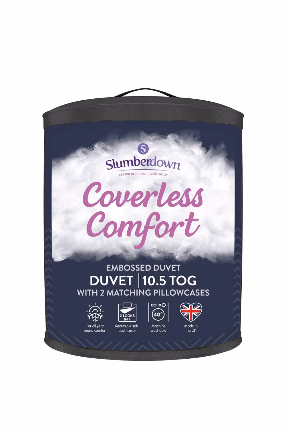 Slumberdown Navy Blue Embossed Herringbone 10.5 Tog Coverless Duvet – 6