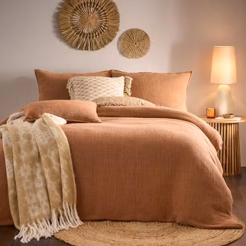 Yard Ribble Reversible Acid Washed 100% Cotton Duvet Cover Set in Yellow, 200 x 200 cm
