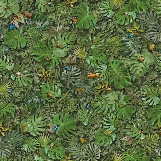 Vinyl Flooring UK 3D Koi Pond Effect Anti Slip Sheet Vinyl Flooring in Dark Green, Thickness: 2.5 mm, W: 200 cm, L: 300 cm