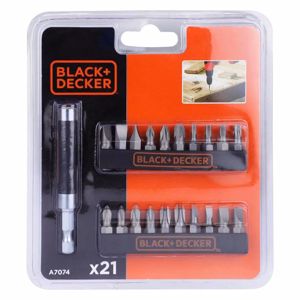 Black & Decker 21 Piece Black Screwdriver Bit Set – 3