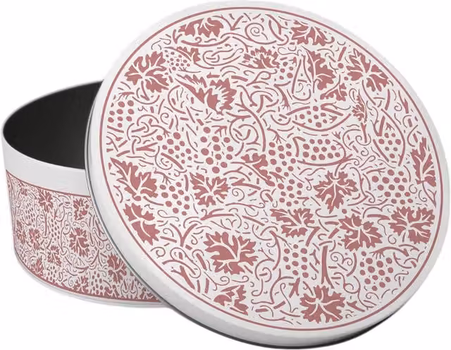 Purely Home Red Oak Leaves and Berries Round Cake Tin in Red and White