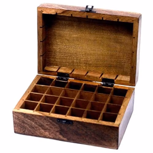 Ancient Wisdom Mango Aromatherapy Box AW- Floral in Brown Wood, Holds 24 – 2
