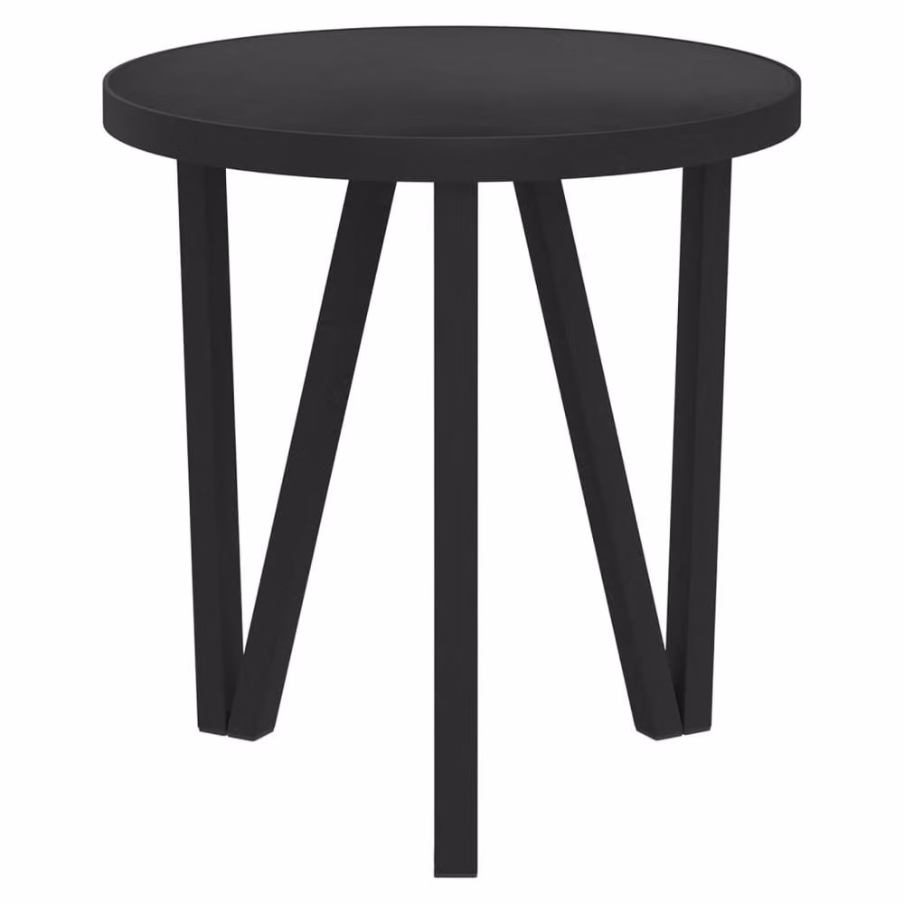 Berkfield Home Round Black MDF Tea Table, Diameter: 35 cm – 3