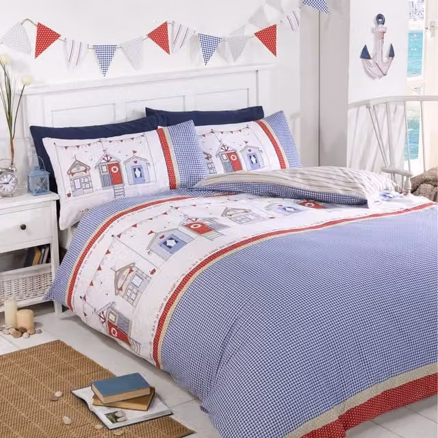 Rapport Home Beach Hut Nautical Duvet Cover Set, Multicolour, 180 x 200 cm