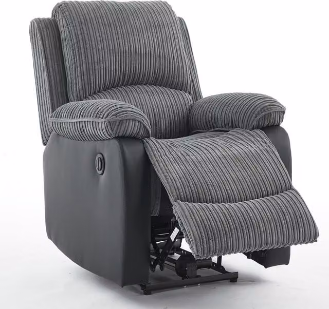 Furniture One Grey Sectional Corduroy Recliner Sofa Set