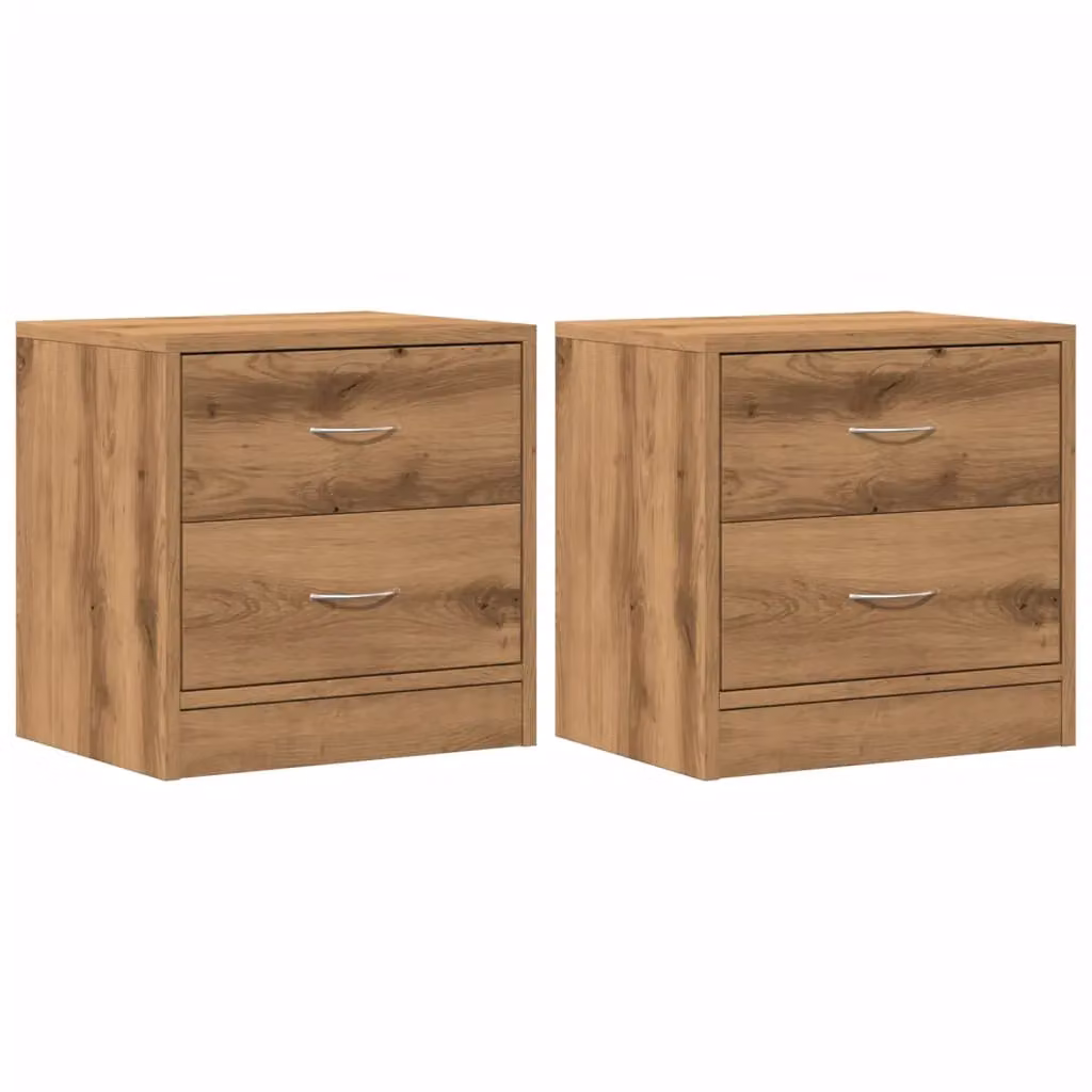 Berkfield Home Set of 2 Artisan Oak Bedside Cabinets in Brown, W/D/H: 40 x 30 x 40 cm – 2
