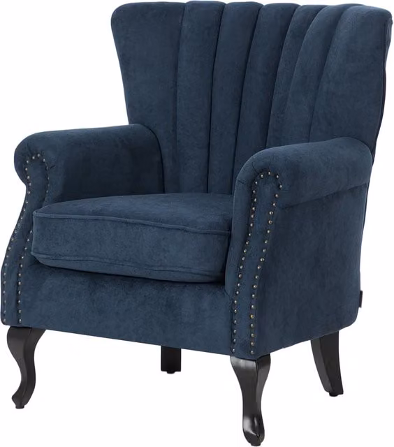 Livingandhome Classic Tub Armchair in Yellow Chenille Fabric with Rubberwood Legs